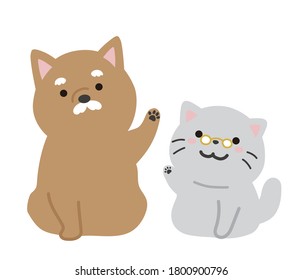 The vector illustration of old dogs and old cats. Pet aging.