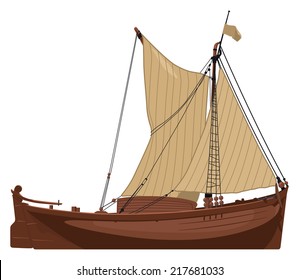 vector illustration of an old Dutch sailboat. Simple gradients only - no gradient mesh.