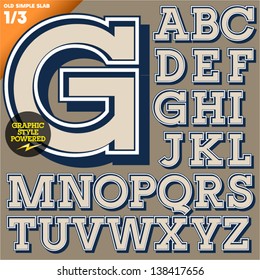 Vector illustration of an old fashioned alphabet. Vintage style. Simple outlined