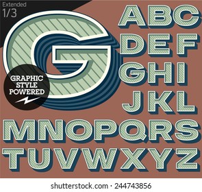 Vector illustration of an old fashioned alphabet. Bold Extended. Set 1