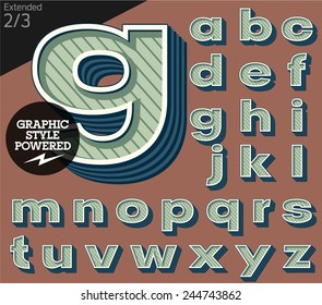 Vector illustration of an old fashioned alphabet. Bold Extended. Set 2