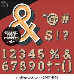 Vector illustration of an old fashioned alphabet. Slab. Set 3