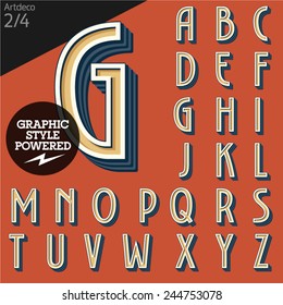 Vector illustration of an old fashioned alphabet. Art deco. Set 2