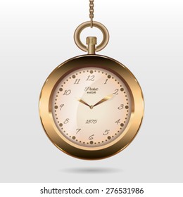 Vector illustration of old fashioned pocket watch on chain for your design