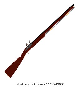 Vector illustration of old fashioned rifles. Muskets or flintlock gun.