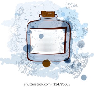 Vector illustration of an old fashioned water colored jar