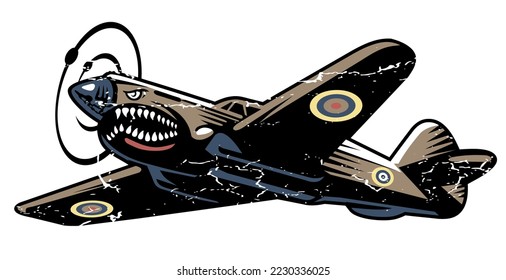 Vector illustration of old fighter plane.