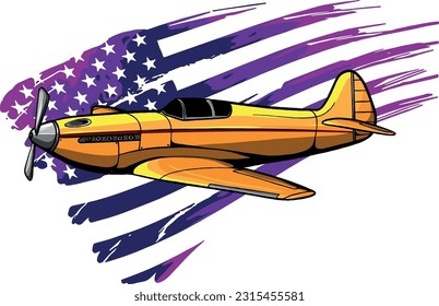 Vector illustration of old fighter plane design