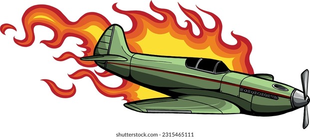 Vector illustration of old fighter plane design