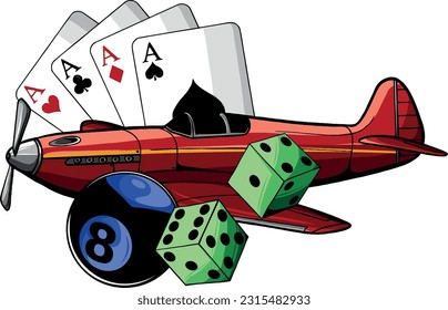 Ilustración vectorial del diseño del avión de combate antiguo