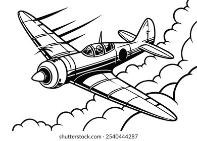 Ilustración vectorial de un viejo avión de combate.