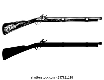 Vector illustration old flintlock rifle