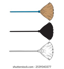 vector illustration of an old floor fire broom in a simple style