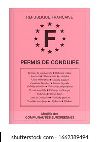 Vector illustration of the old French pink diving licence