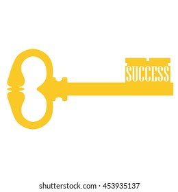 Vector illustration old golden key. Concept key of success, meaning overcoming difficulties, goals achievement, opportunities for business development.