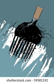 Vector illustration of old harpoon in water