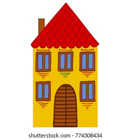 Vector illustration of old house in minimalist style