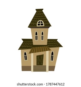 Vector illustration with old house on white background.  