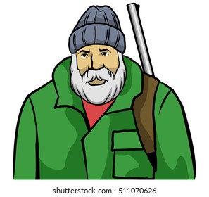 Vector illustration of old hunter