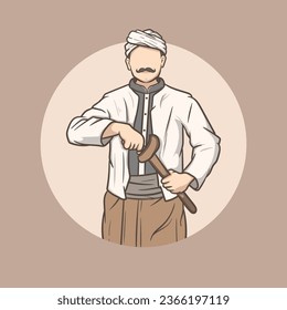 vector illustration of an old Javanese prince