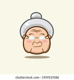 Vector illustration of old lady's face suitable for logo