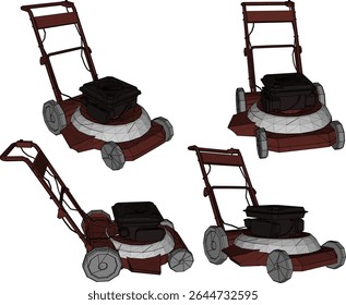 vector illustration of old lawn mower design