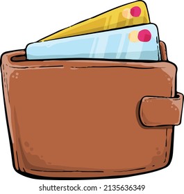 a vector illustration of an old leather wallet