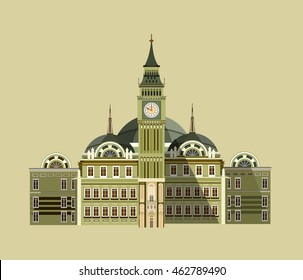 vector illustration of the old lock on beige background