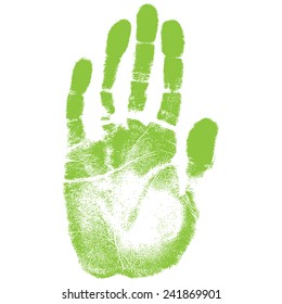 Vector illustration old man green hand print isolated on white background. Created in Adobe Illustrator. EPS 10.