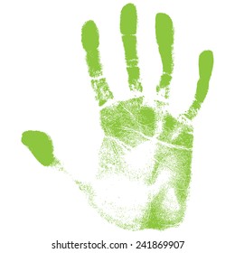 Vector illustration old man green hand print isolated on white background. Created in Adobe Illustrator. EPS 10.