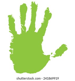 Vector illustration old man green hand print isolated on white background. Created in Adobe Illustrator. EPS 10.