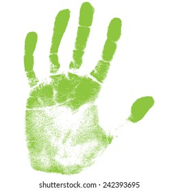Vector illustration old man green hand print isolated on white background. Created in Adobe Illustrator. Image contains gradients. EPS 10.
