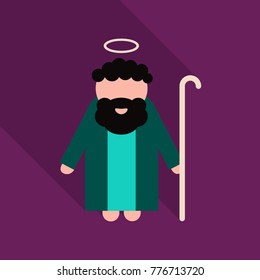 Vector illustration of Old man walking with a cane
