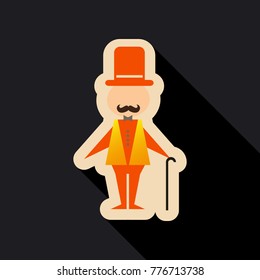 Vector illustration of Old man walking with a cane