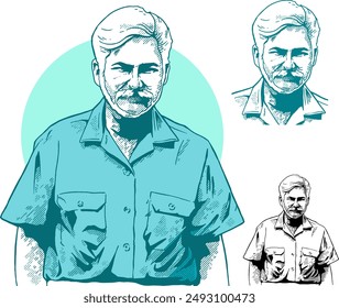Vektorillustration ein alter Mann im Hemd Clipart