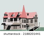 Vector illustration of old manor estate