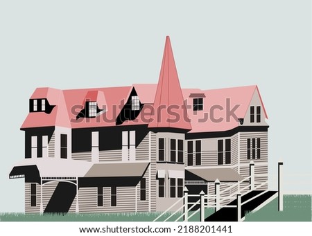 Vector illustration of old manor estate