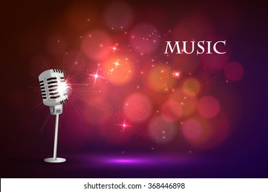 Vector Illustration Old Microphone Musical Notes Stock Vector (Royalty ...