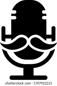 vector illustration of an old microphone with mustache.