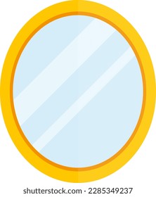 Vector illustration of an old mirror. Round wall mirror.