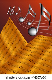 Vector illustration for old musical score