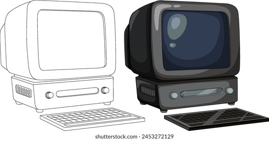 Vector illustration of old and new TV sets