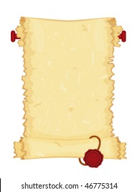 Vector illustration of an old paper scroll. File saved as EPS AI8, all elements layered and grouped.