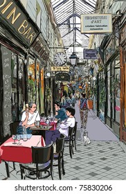 Vector illustration of an old passage in Paris