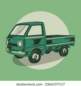 ilustración vectorial del coche de recogida antiguo