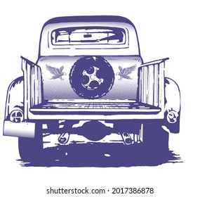 Vector Illustration Of Old Pickup Truck.