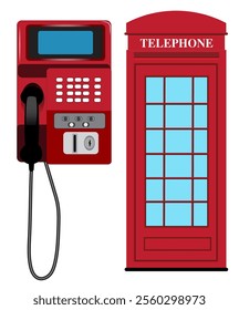 Vector illustration of an old public telephone.