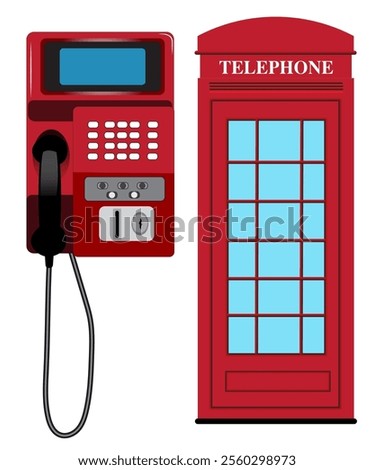 Vector illustration of an old public telephone.
