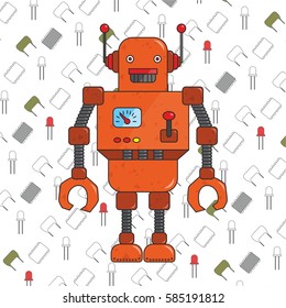 Vector illustration of an old robot