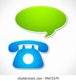 vector illustration of old rotary phone with chat bubble